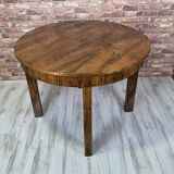 Renovated Art Deco round walnut extendable dining table