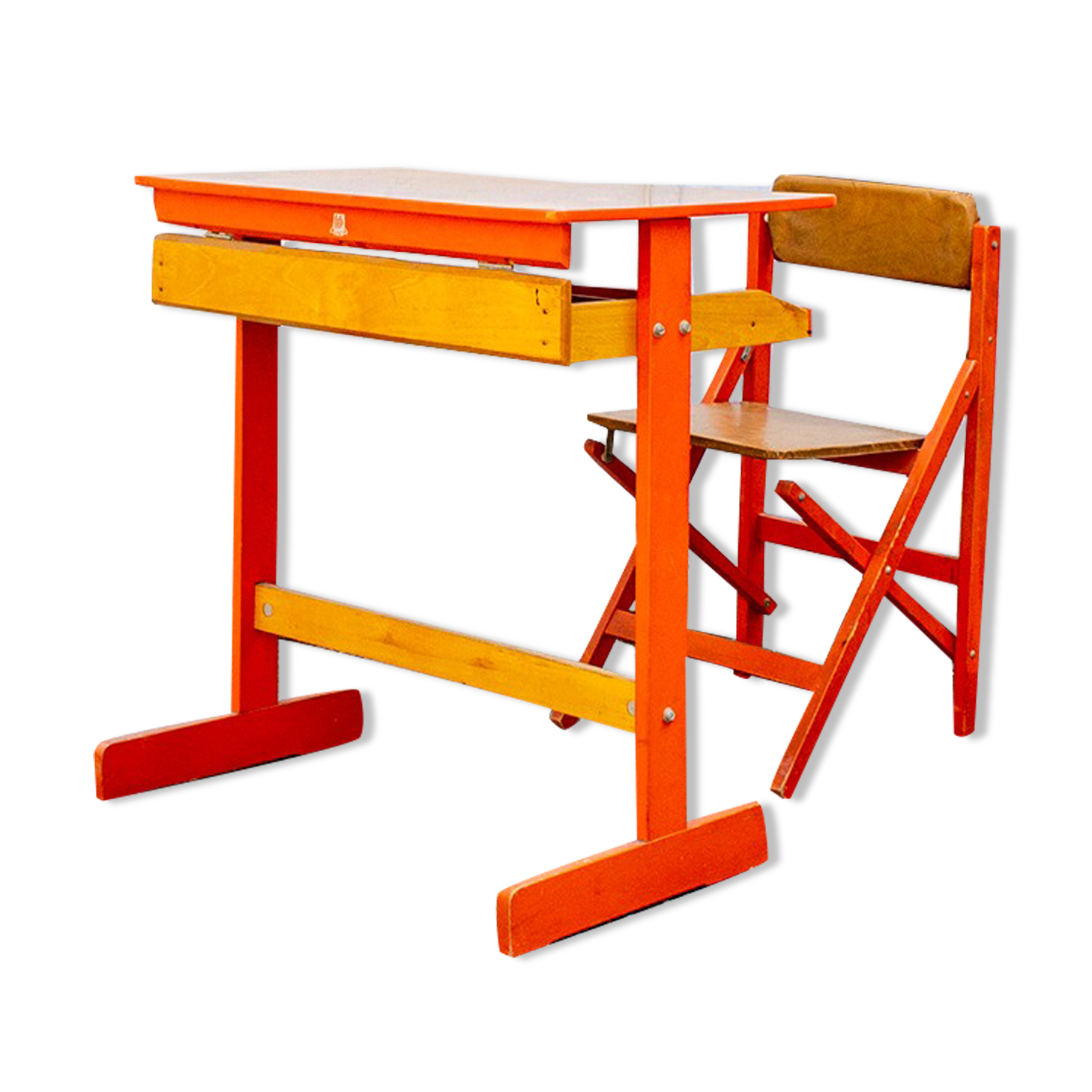 Desk with folding seat for children Fratelli Reguitti style Italia Anni '50