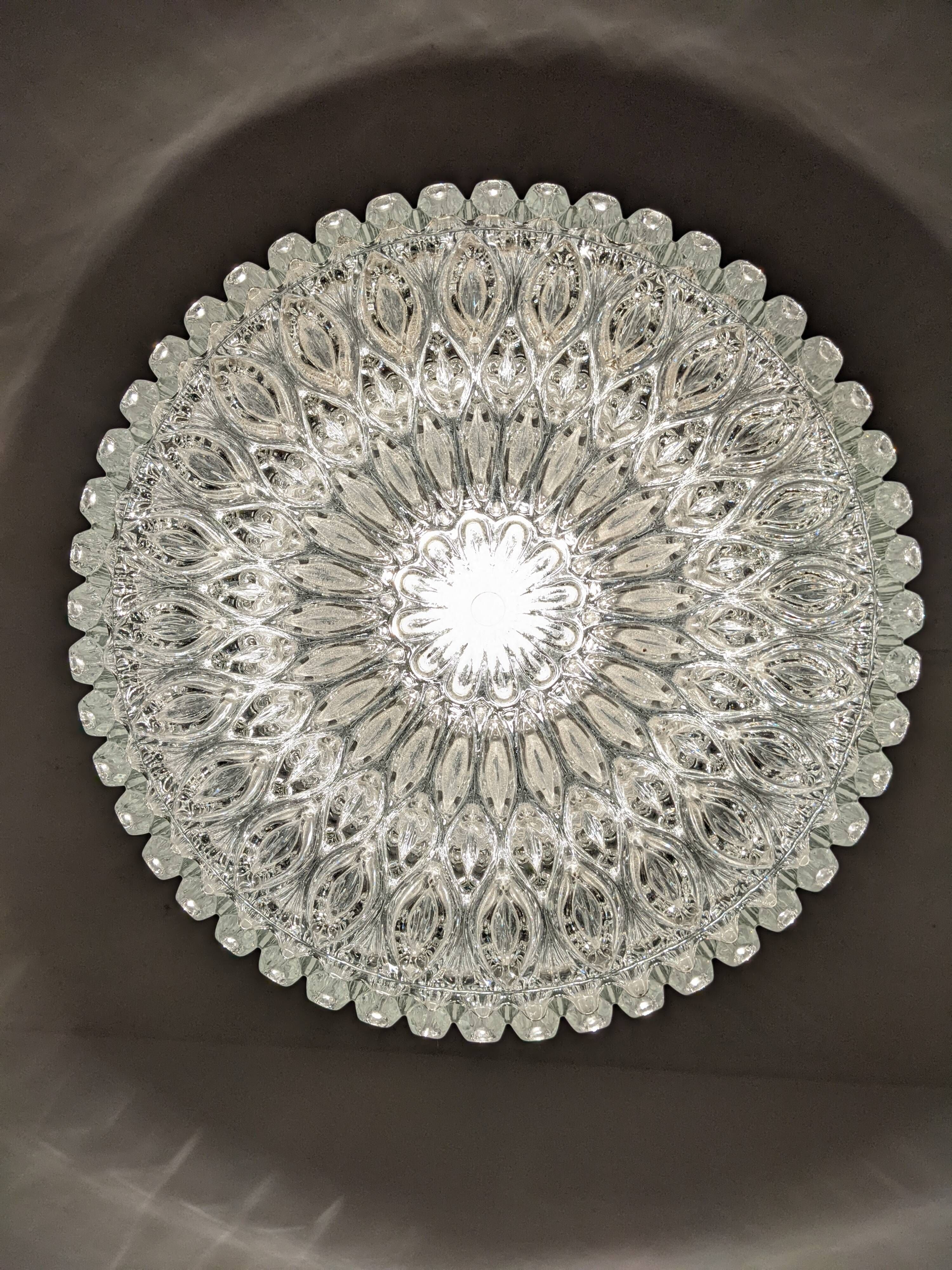 Italian XL dome pendant light in blown glass, 60s-70s