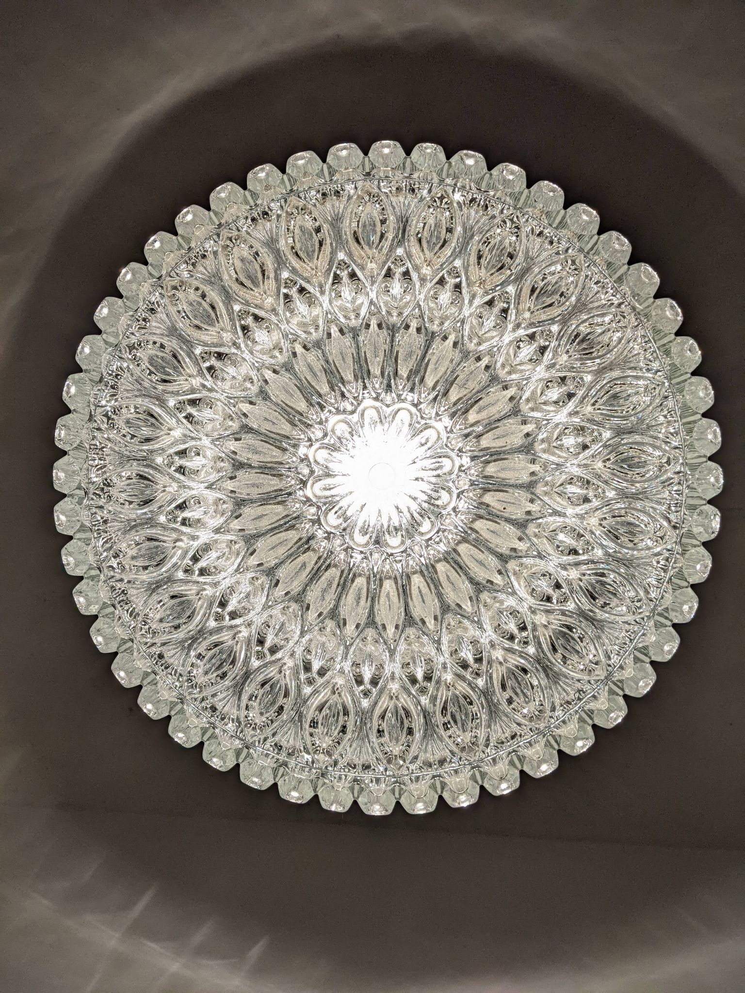 Italian XL dome pendant light in blown glass, 60s-70s