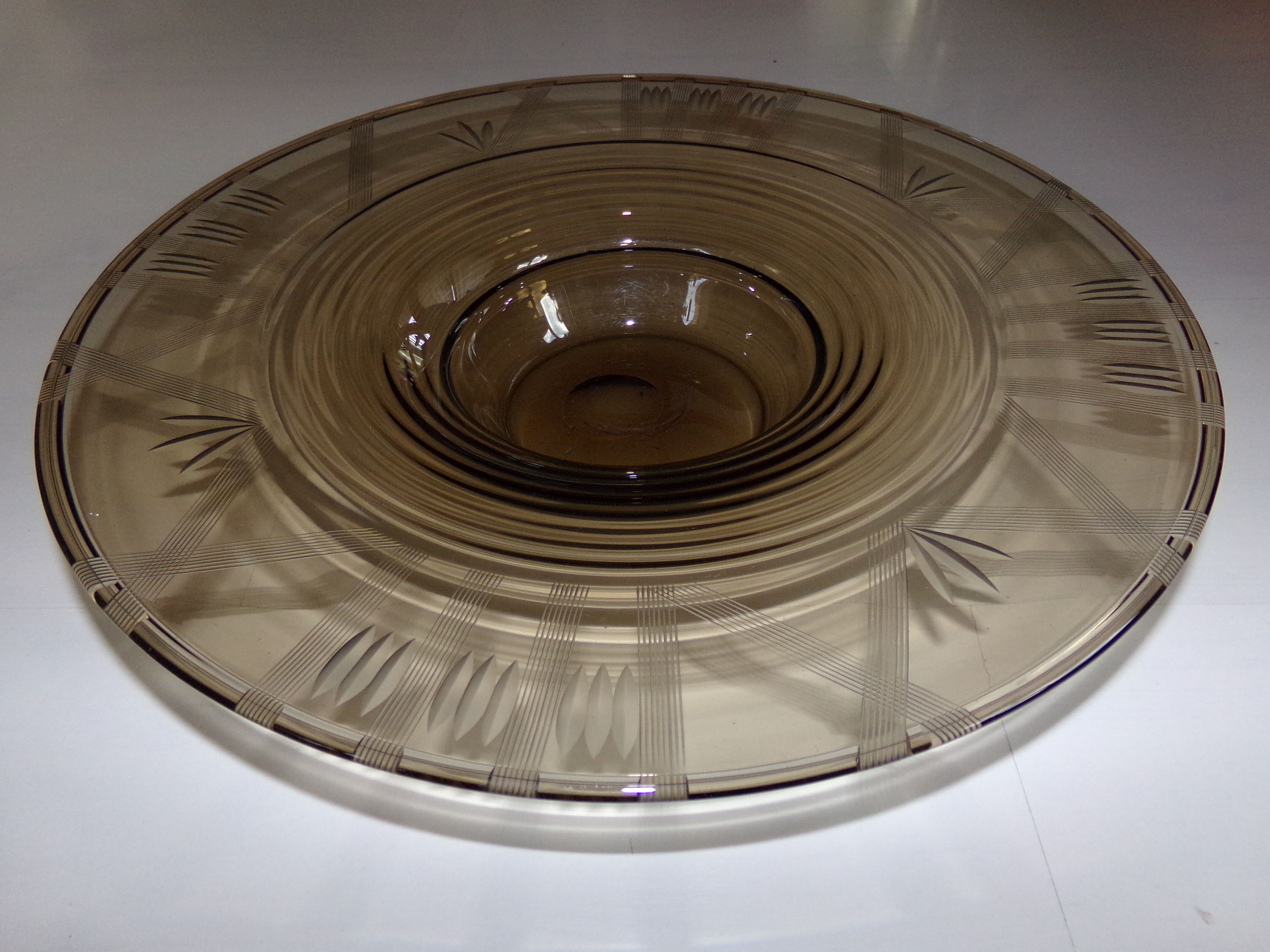 Art deco smoked glass dish or cup