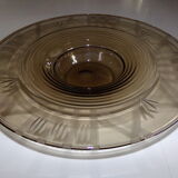 Plat ou coupe en verre fumé Art Déco