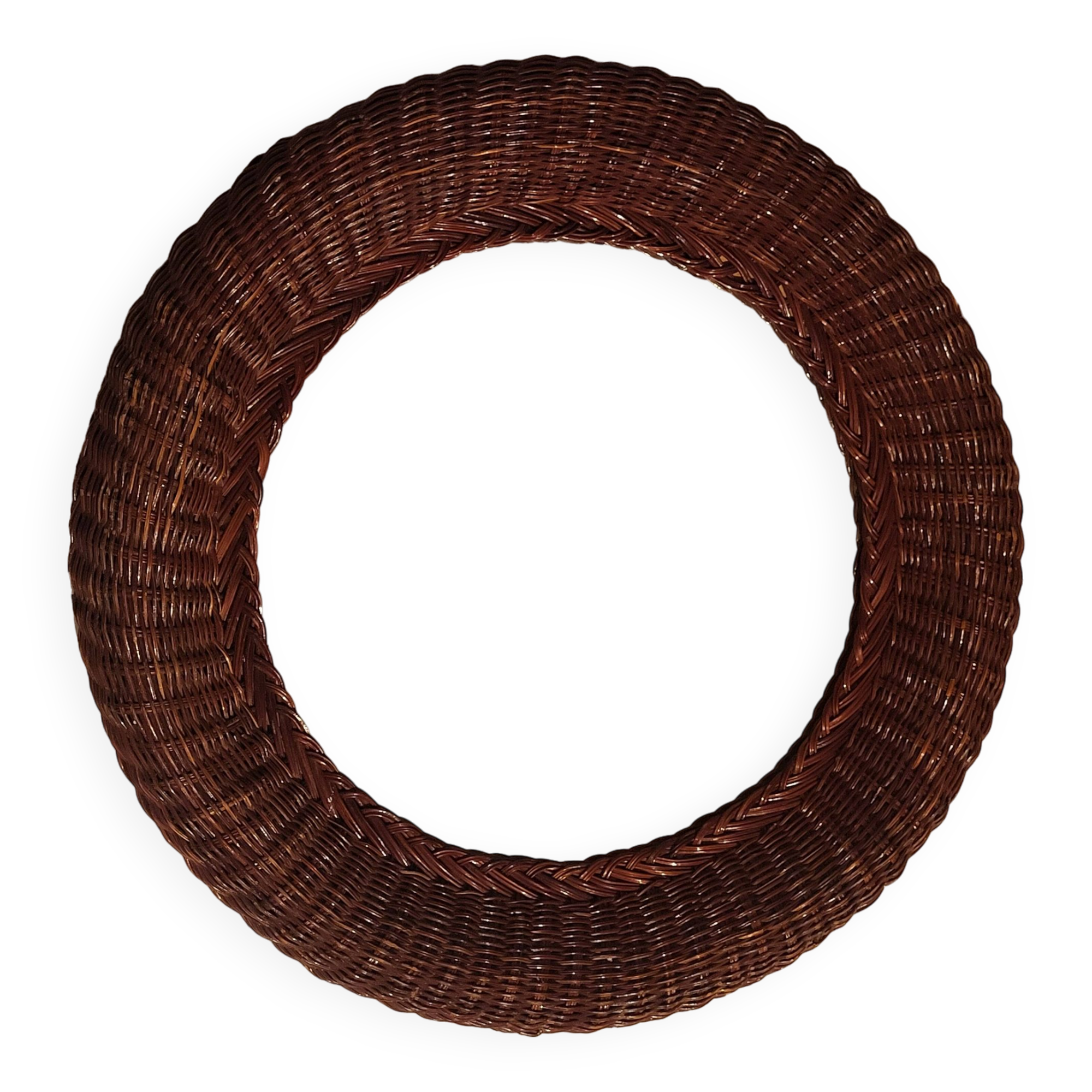 Round woven rattan mirror, 1970