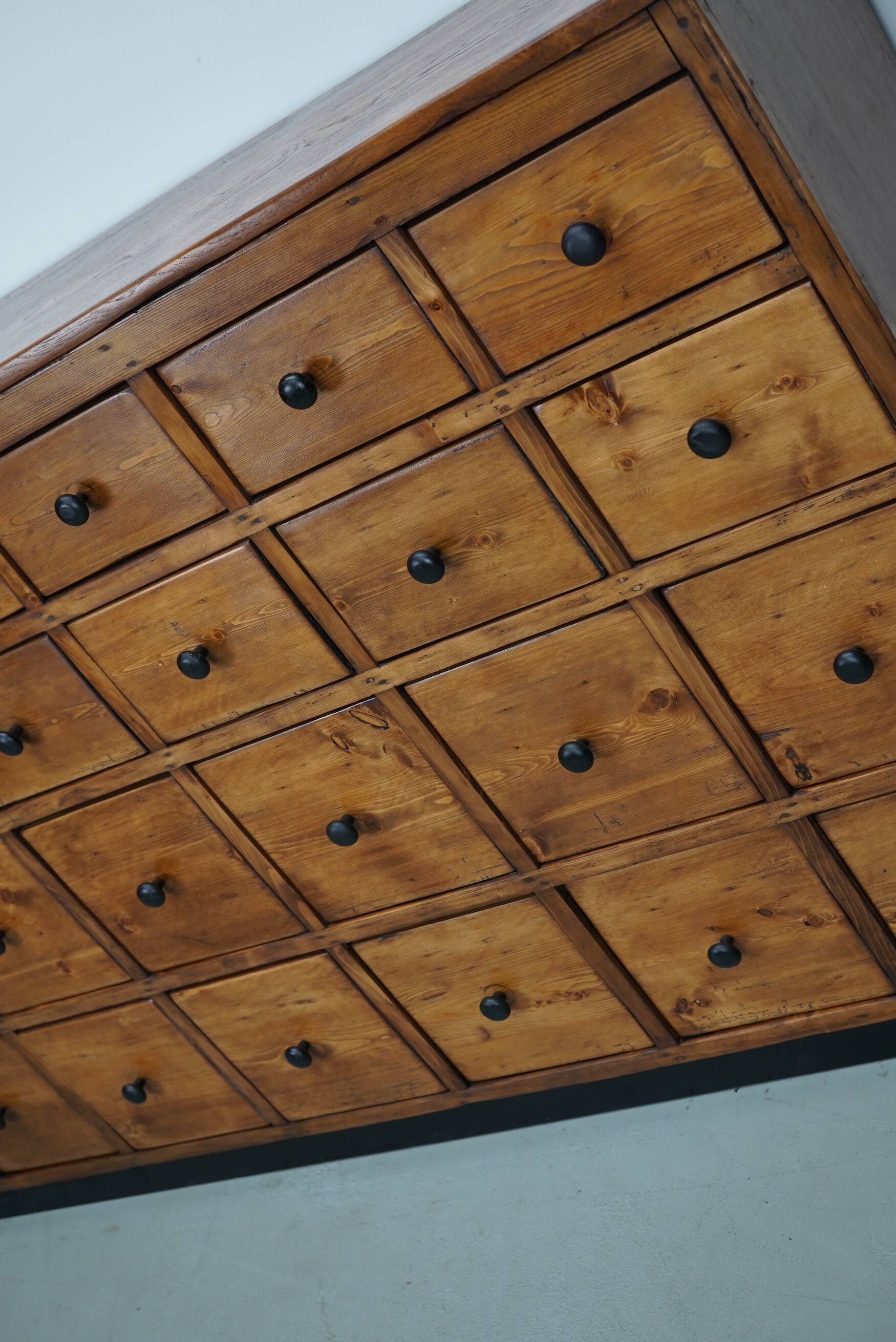 Large German Pine Industrial Apothecary / Shop Cabinet, 1950s