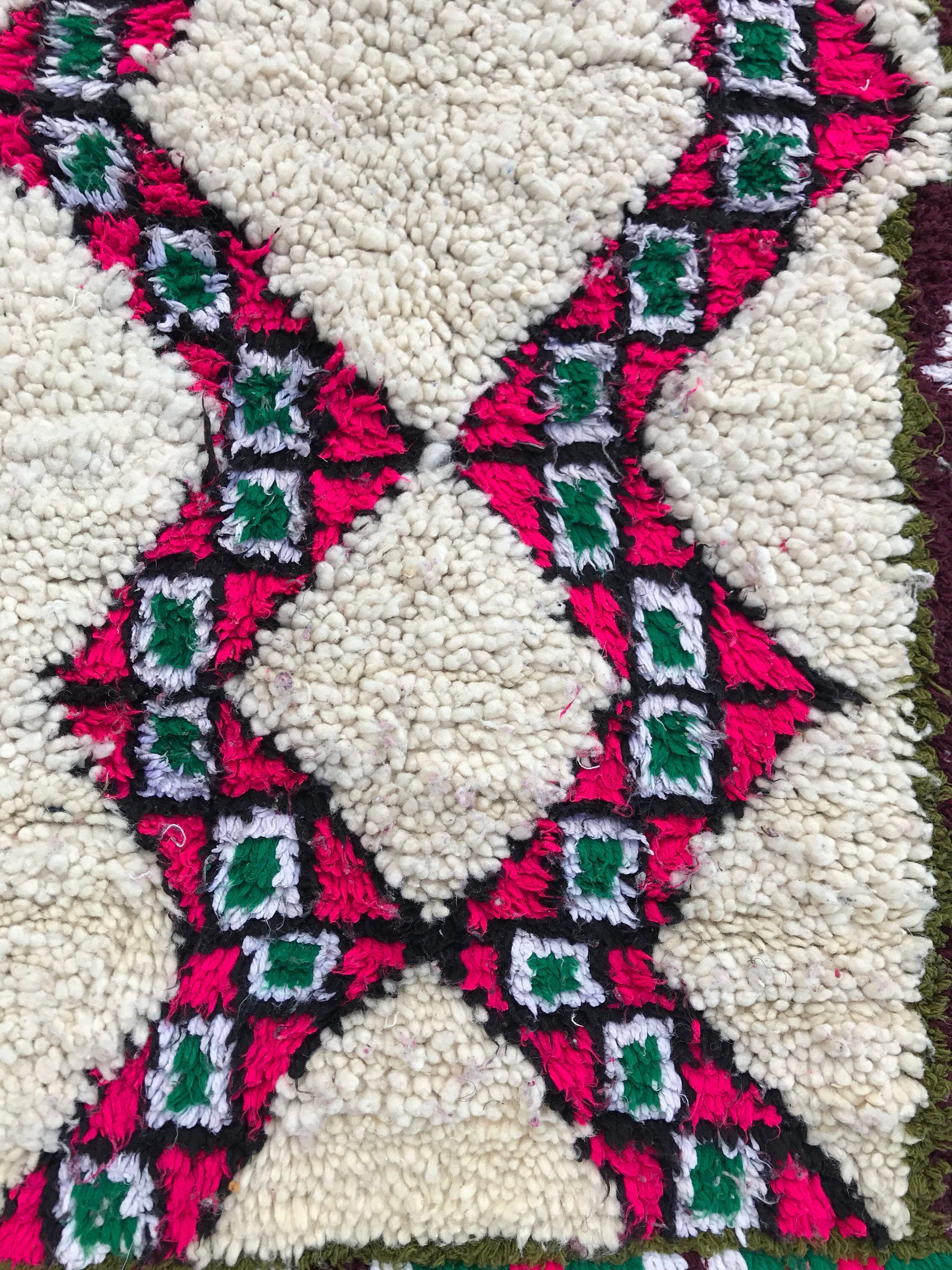 Tapis boucherouite berbère vintage 230x90cm