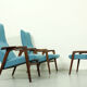 Ensemble de 2 fauteuils avec pouf assorti par Yngve Ekström pour Pastoe, années 1960