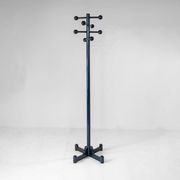 1970s Italian Modern Dark Green Glazed Wood Coat Rack