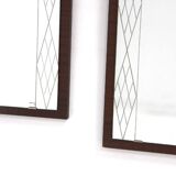 Set of 2 Scandinavian mirrors in glass & wood, Sweden, 1960, 80x50.
