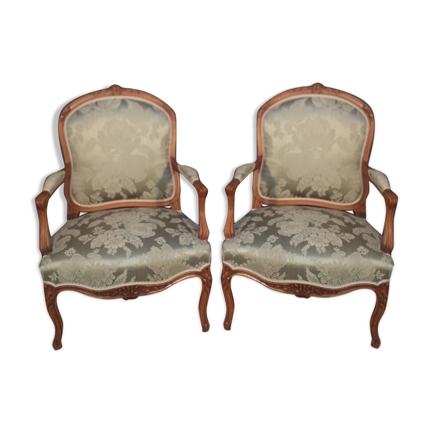 Louis XV-style armchair pair