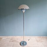 Lampadaire Moderniste en métal chromé et verre satiné blanc