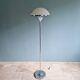 Modernist floor lamp in chromed metal and white satin glass