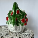 Pitcher carafe vintage slip pattern strawberries