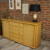 Wooden and rattan sideboard