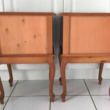 2 tables de chevet style Louis XV tiroirs et pieds cabrioles, 1960