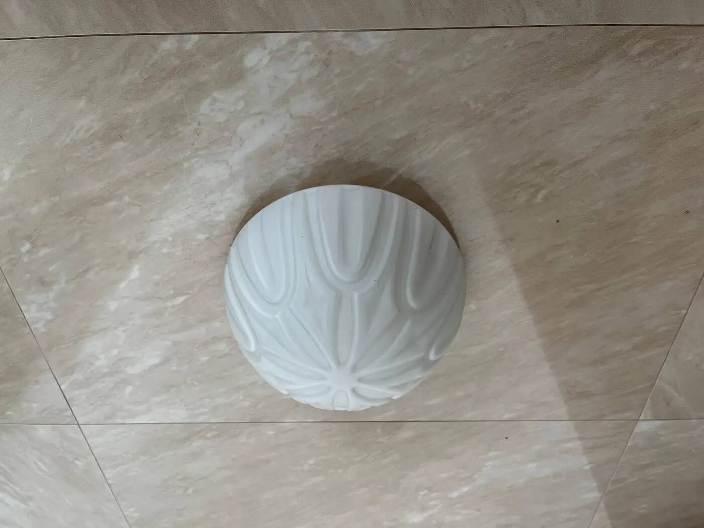 Pair of midcentury design glass ceiling lamps/flush mounts or wall lamps, 1970s