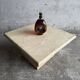 Natural beige travertine coffee table from the 1970s — minimalist Italian design, solid square top