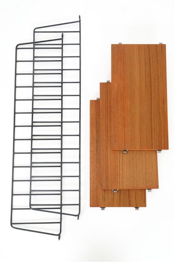 Original String shelf / Kajsa & Nisse Strinning / teak / modern mid-century design / black / 75x40x20cm