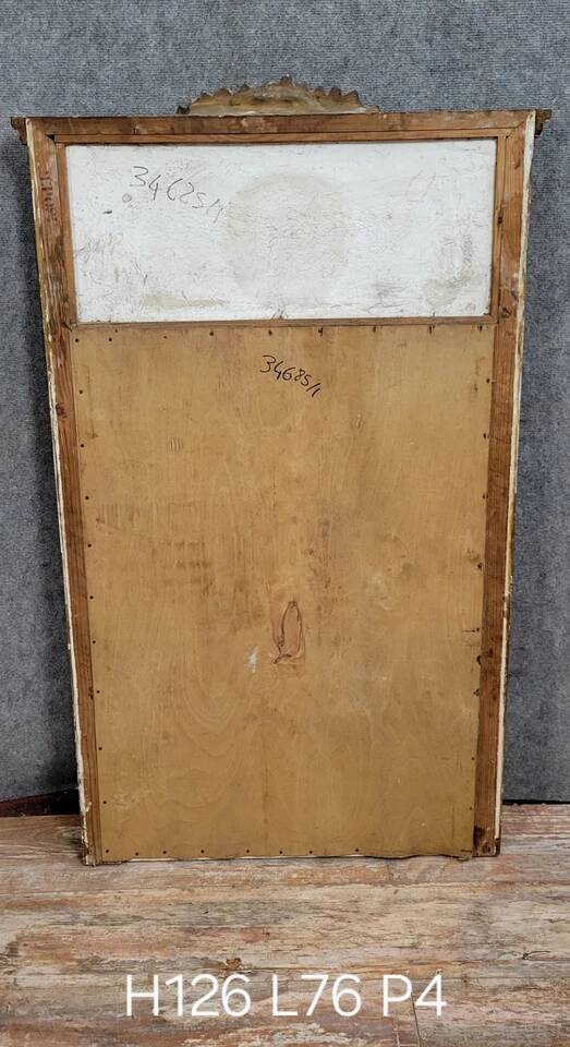 Louis XVI style trumeau mirror in wood and gilded stucco circa 1880