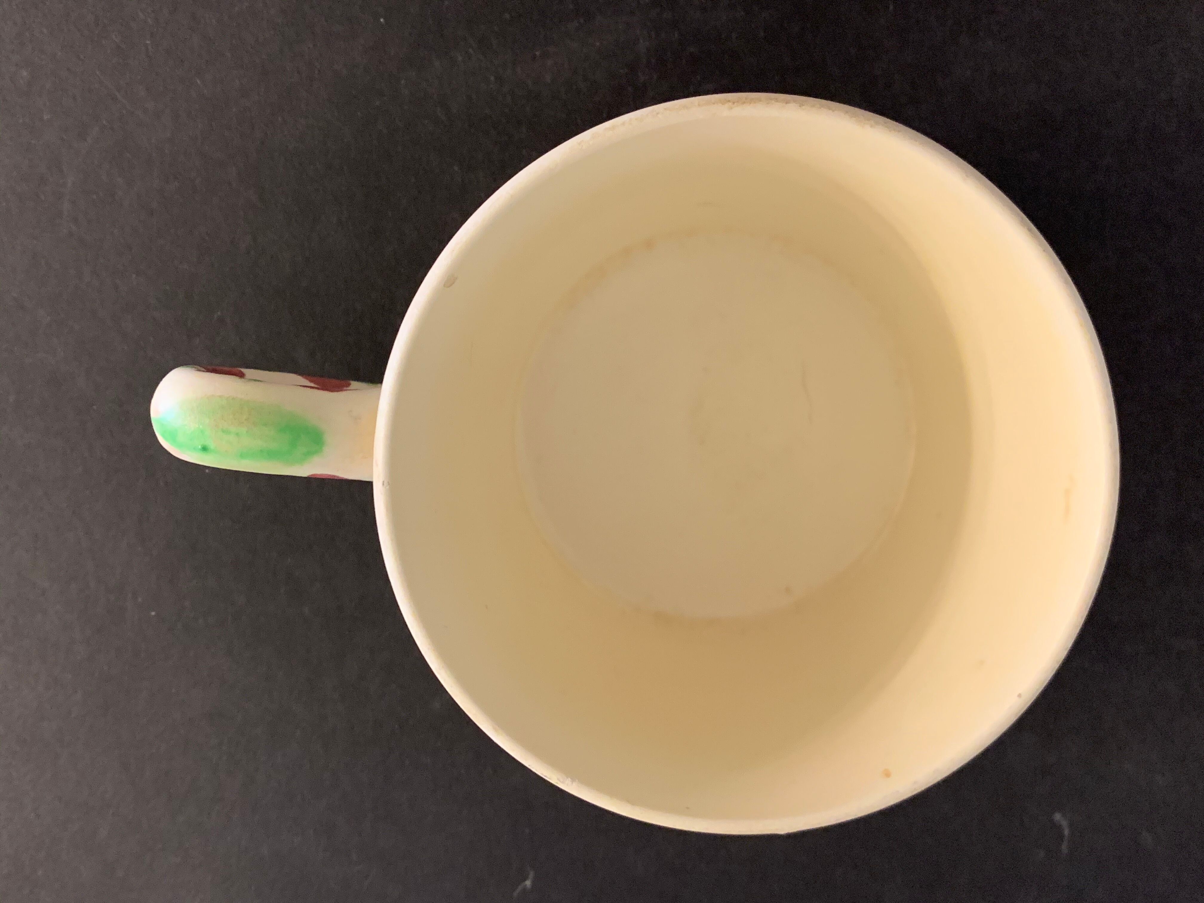 Pair of ceramic cups including a mustache cup for gentleman