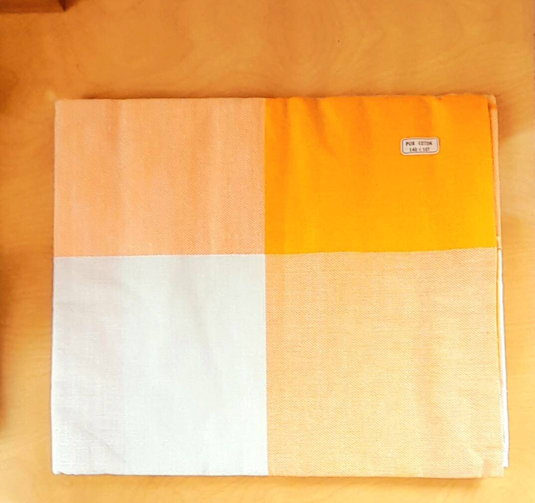 Rectangular checkered tablecloth 60s