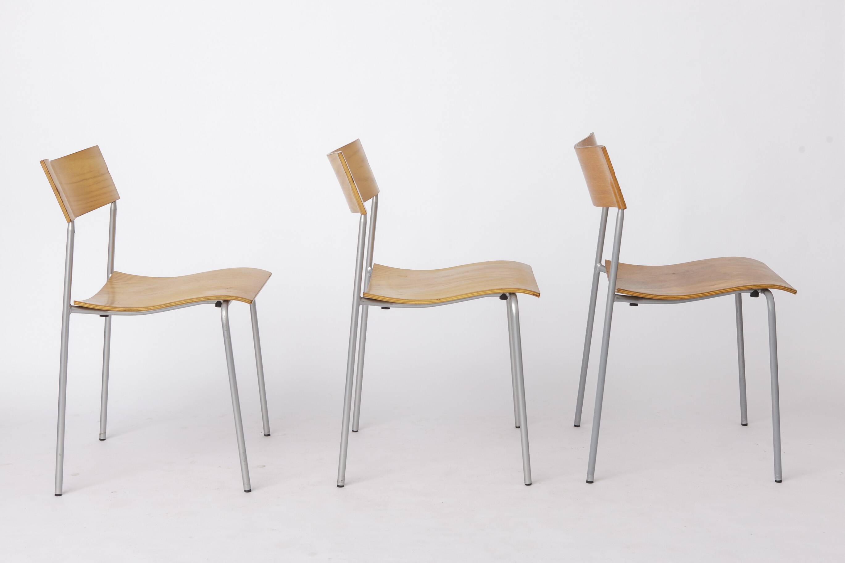 Set of 6 Lammhults Campus Stacking Chairs, Swedish Mid Century Chairs 1970s