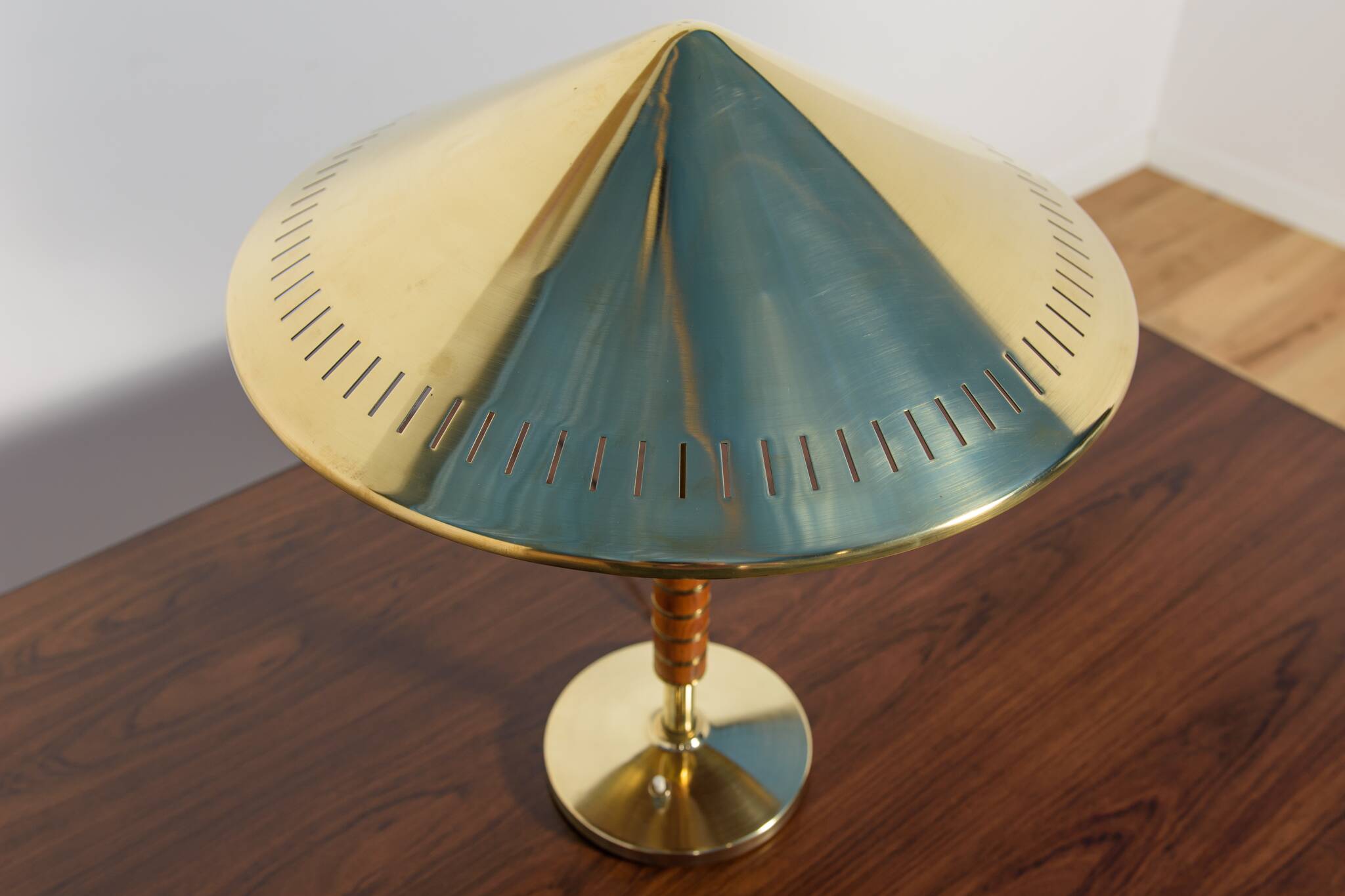 Vintage Modern Table Lamp in Brass by Bent Karlby for Lyfa, Denmark, 1956