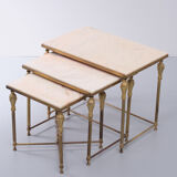 Brass and Marble Nesting Tables 1950s France
