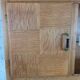 1950s two-body buffet, oak veneer, tapered legs.