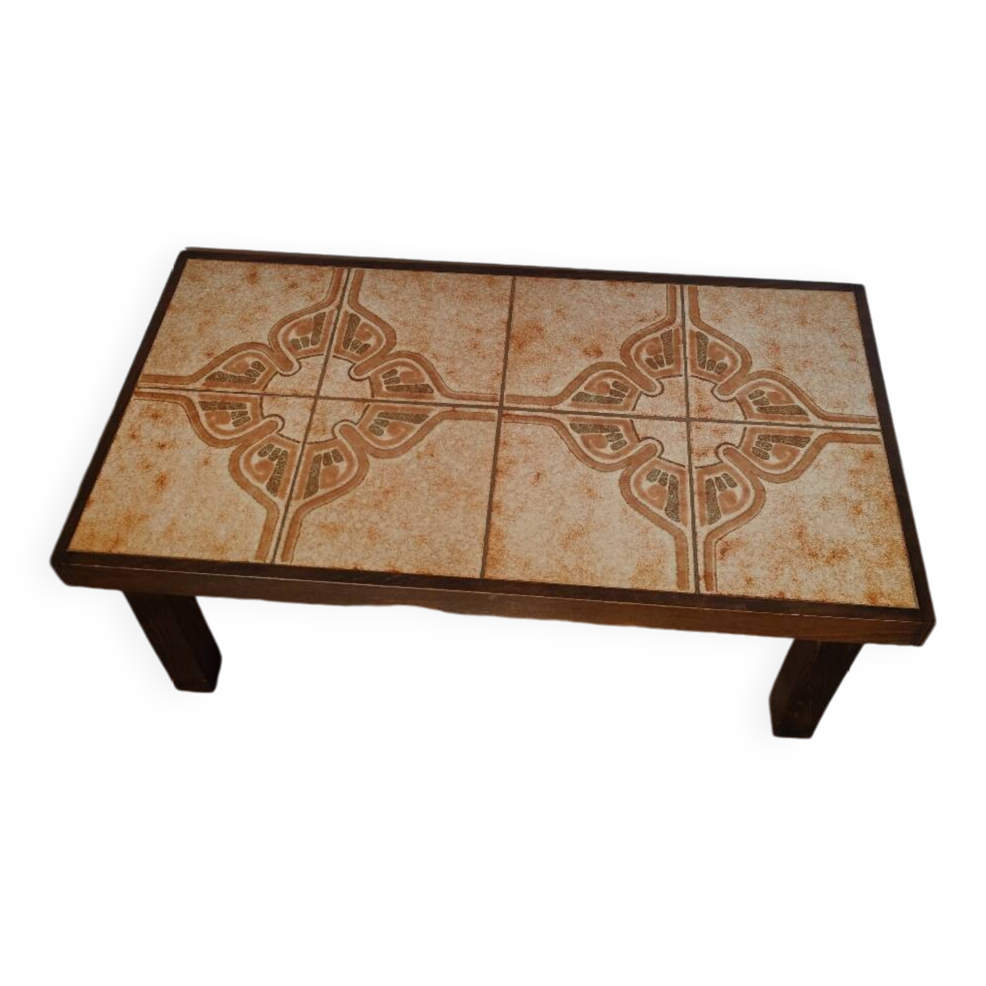 Vintage coffee table in ceramic and wood