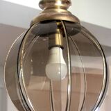 Lustre en laiton à segments de verre fumé, seconde moitié du XXe siècle