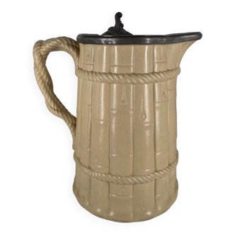 Large English Staffordshire Rigway Family jug by potters circa 1840 bamboo decor. The hatch