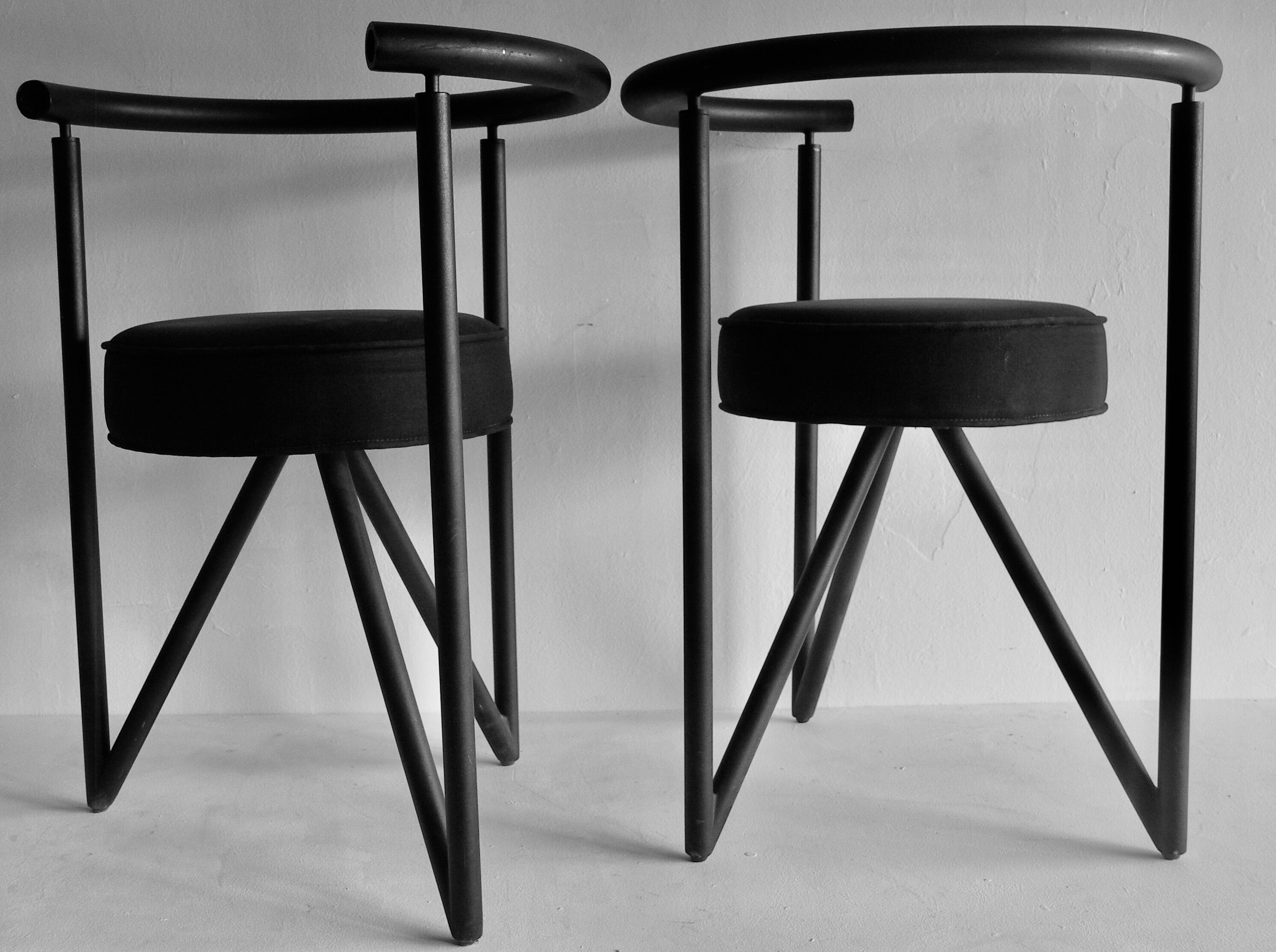 Philippe Starck , black metal chairs "Miss Dorn" / DISFORM /1981
