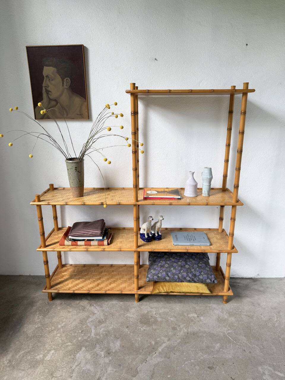 Large rattan shelf 1960