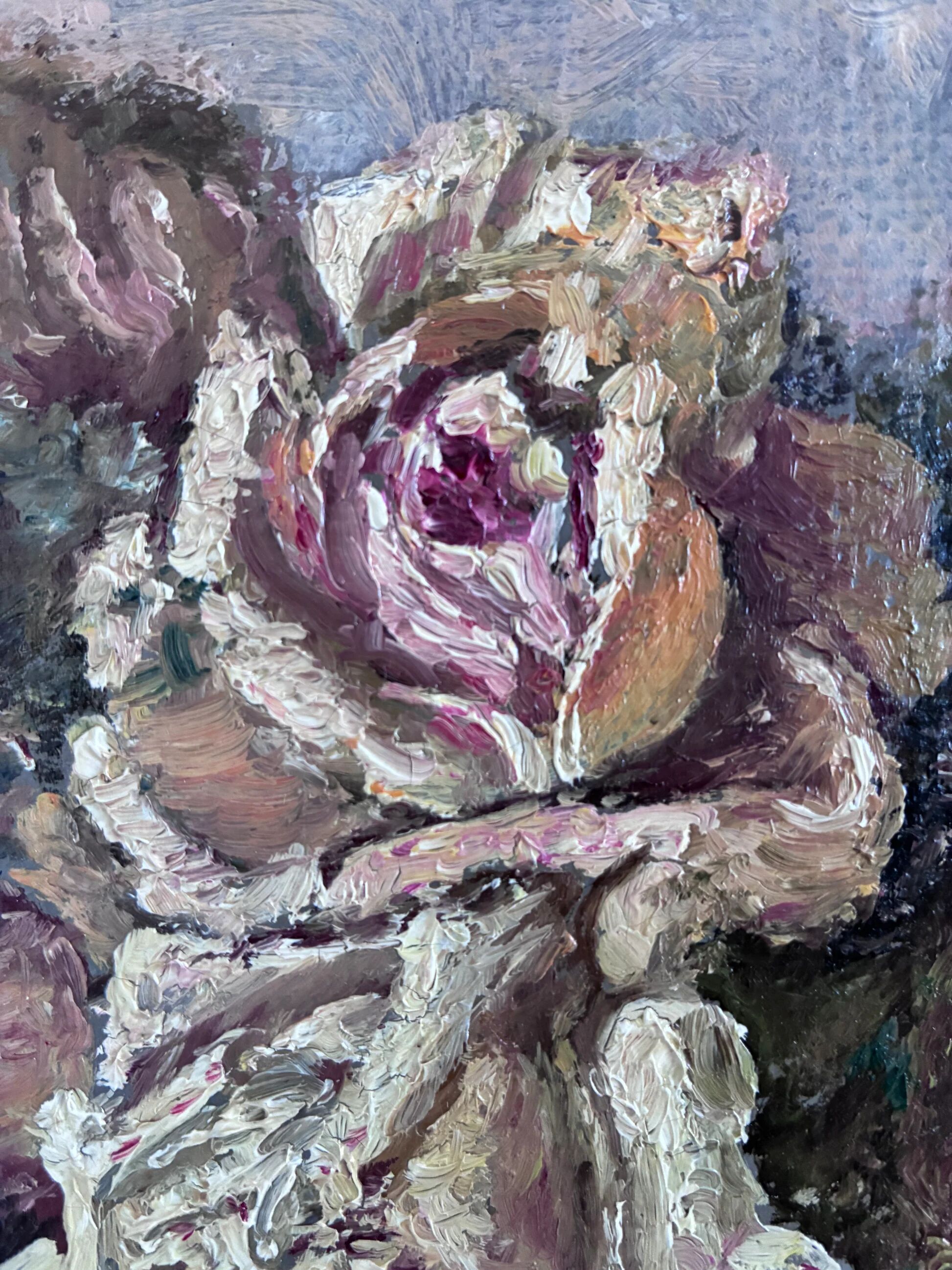 Vintage original flower oil painting, flower still life art