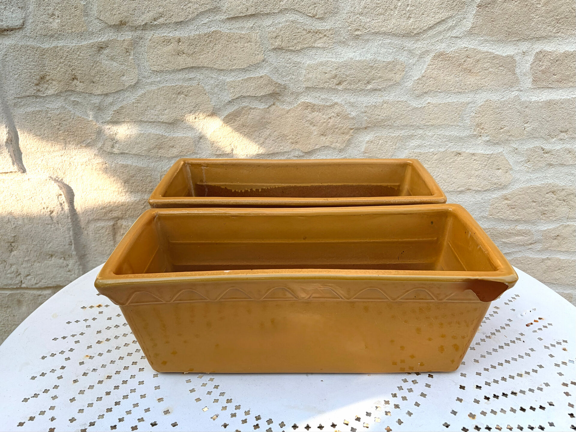 Pair of glazed ceramic planters SILMA Italy - 1970s