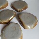Eight ramekins"shells"vintage enamelled potter's sandstone