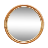 Vintage round mirror in bamboo and rattan 57cm x 57cm