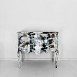 Baroque Abstract Painted Commode in Black and White by Felix Bachmann, 2024