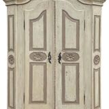 White and gray painted cabinet