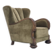 1960s, Danish relax armchair, green furniture velour fabric, oak wood.
