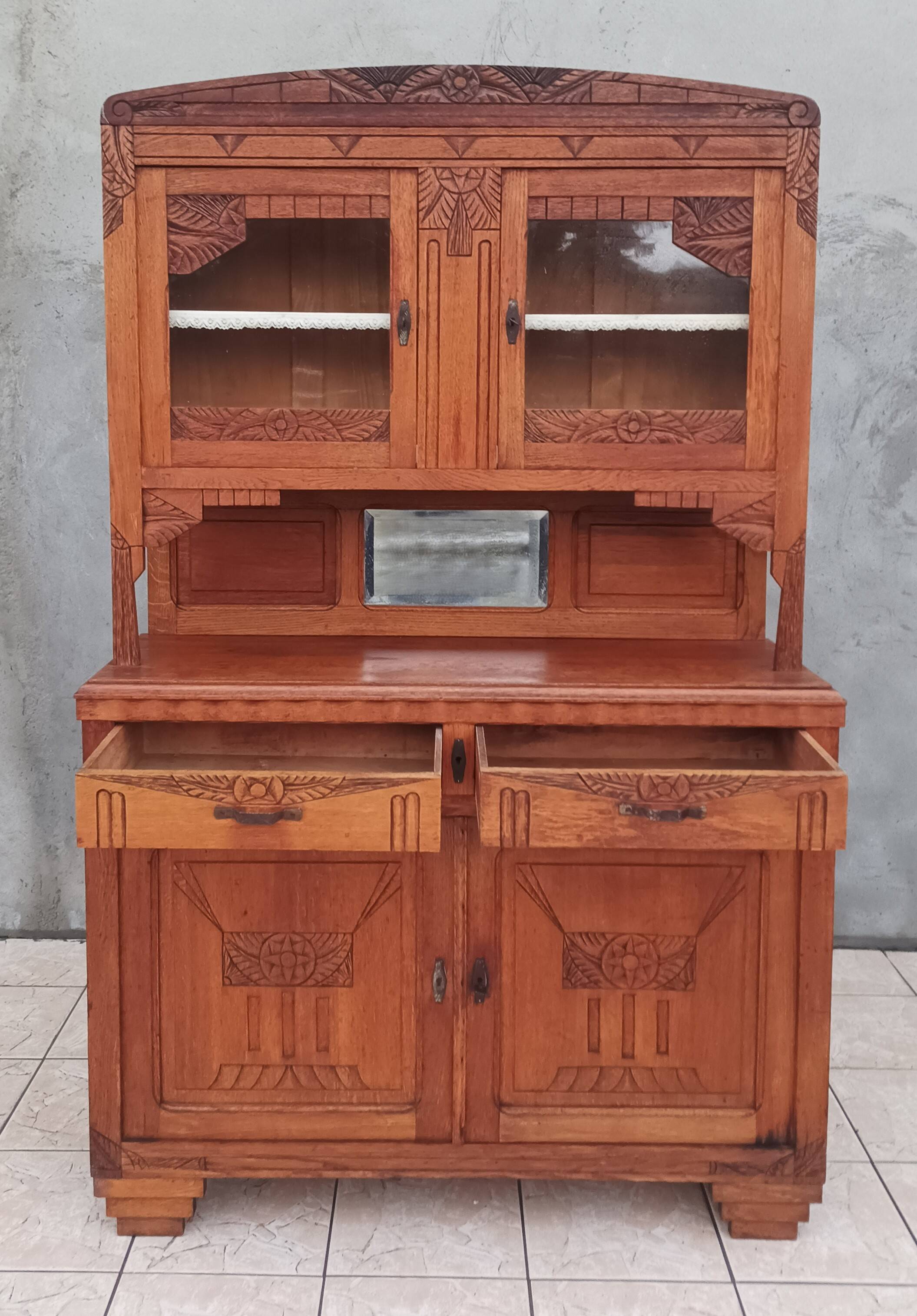 Art Deco period carved oak sideboard