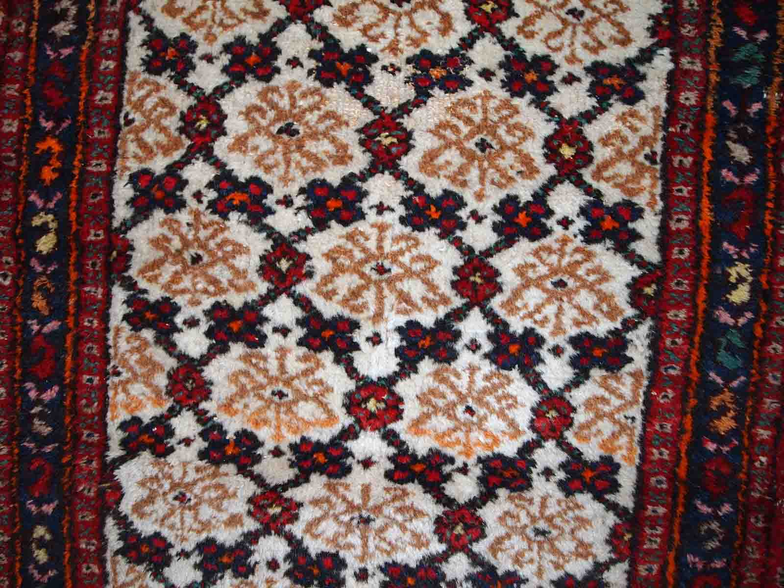 Vintage Persian Carpet Hamadan handmade 80cm x 207cm 1960s, 1C378
