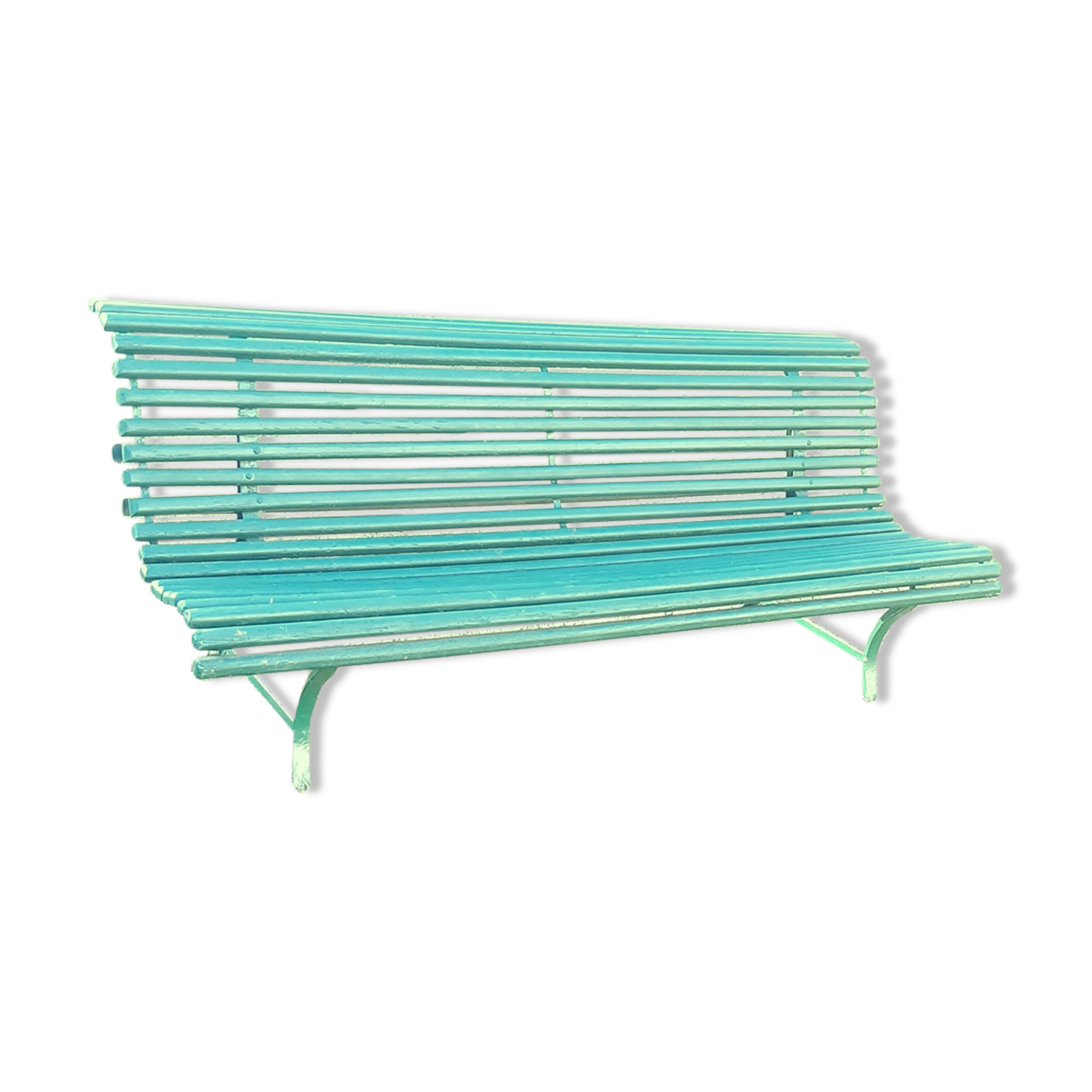 Garden bench with wooden and iron slats