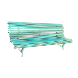 Garden bench with wooden and iron slats