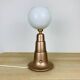 Lampe art déco conique cuivre et globe opaline