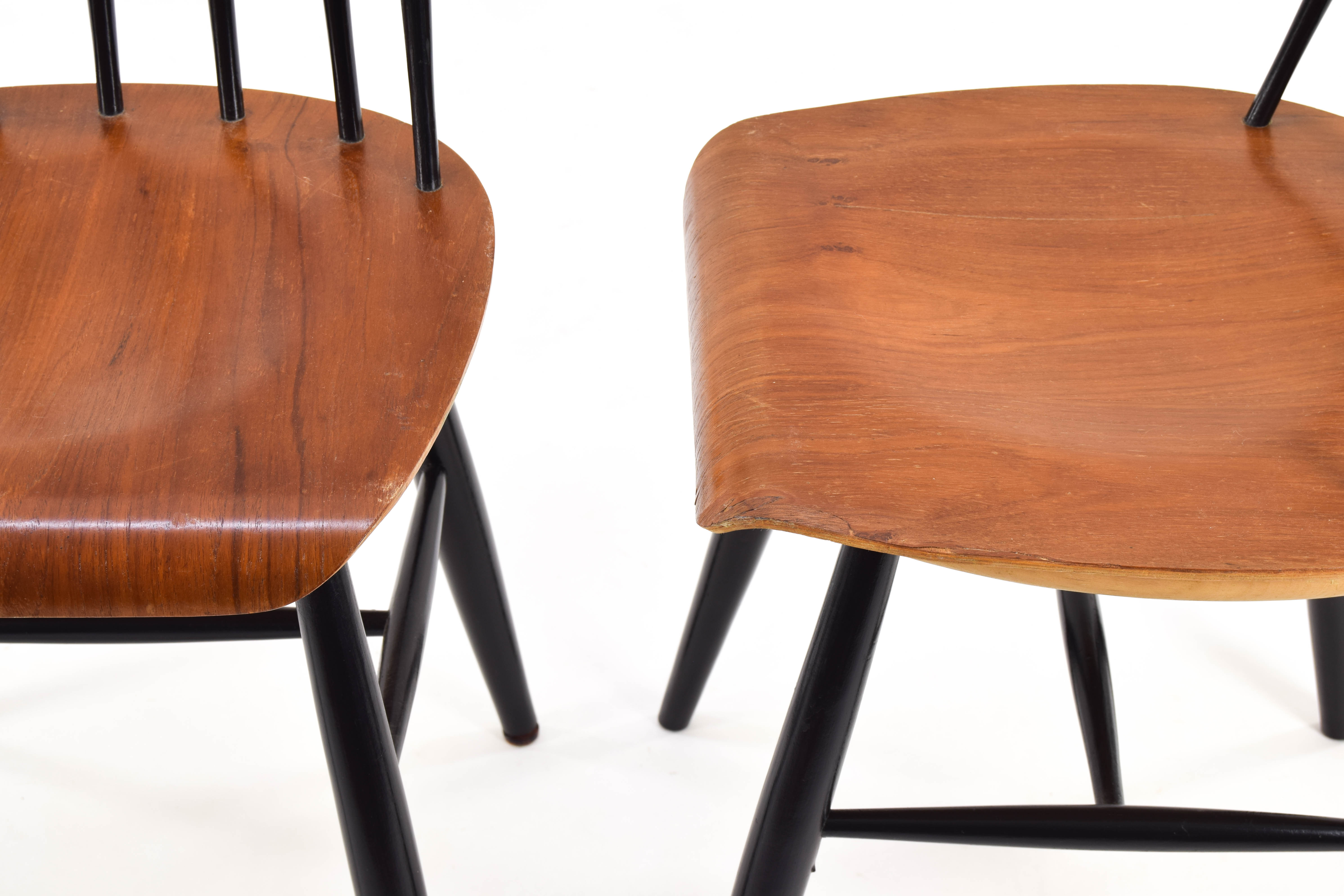 Four Mid Century Scandinavian Modern Fanett Dining Chairs by Ilmari Tapiovaara