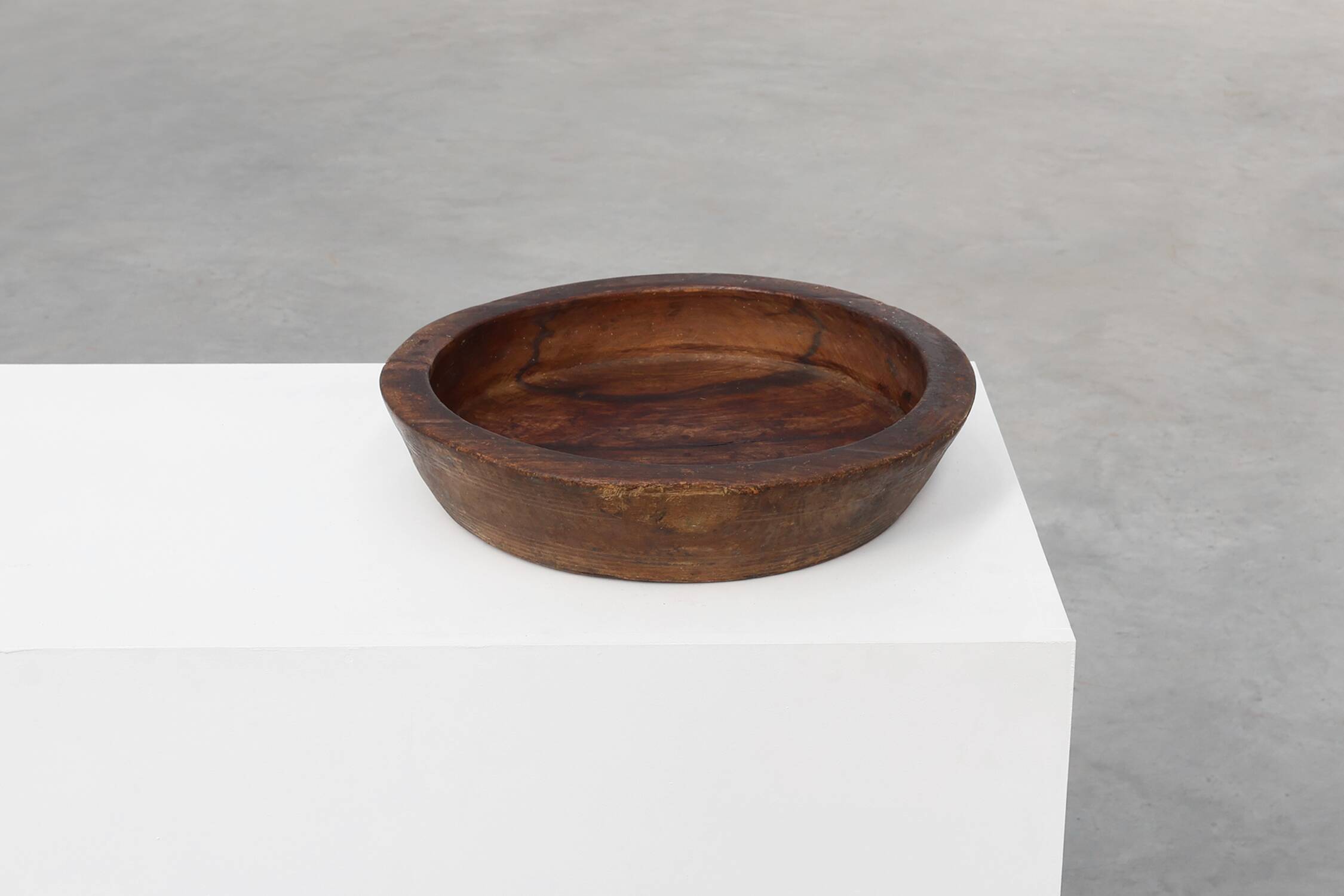 Large handcrafted solid wooden bowl in wabi wabi style, France ca. 1950