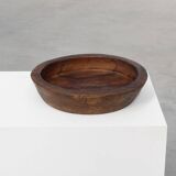 Large handcrafted solid wooden bowl in wabi wabi style, France ca. 1950