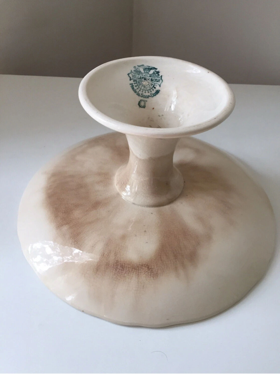 Ancienne coupe sur pied, compotier en terre de fer Villeroy & Boch