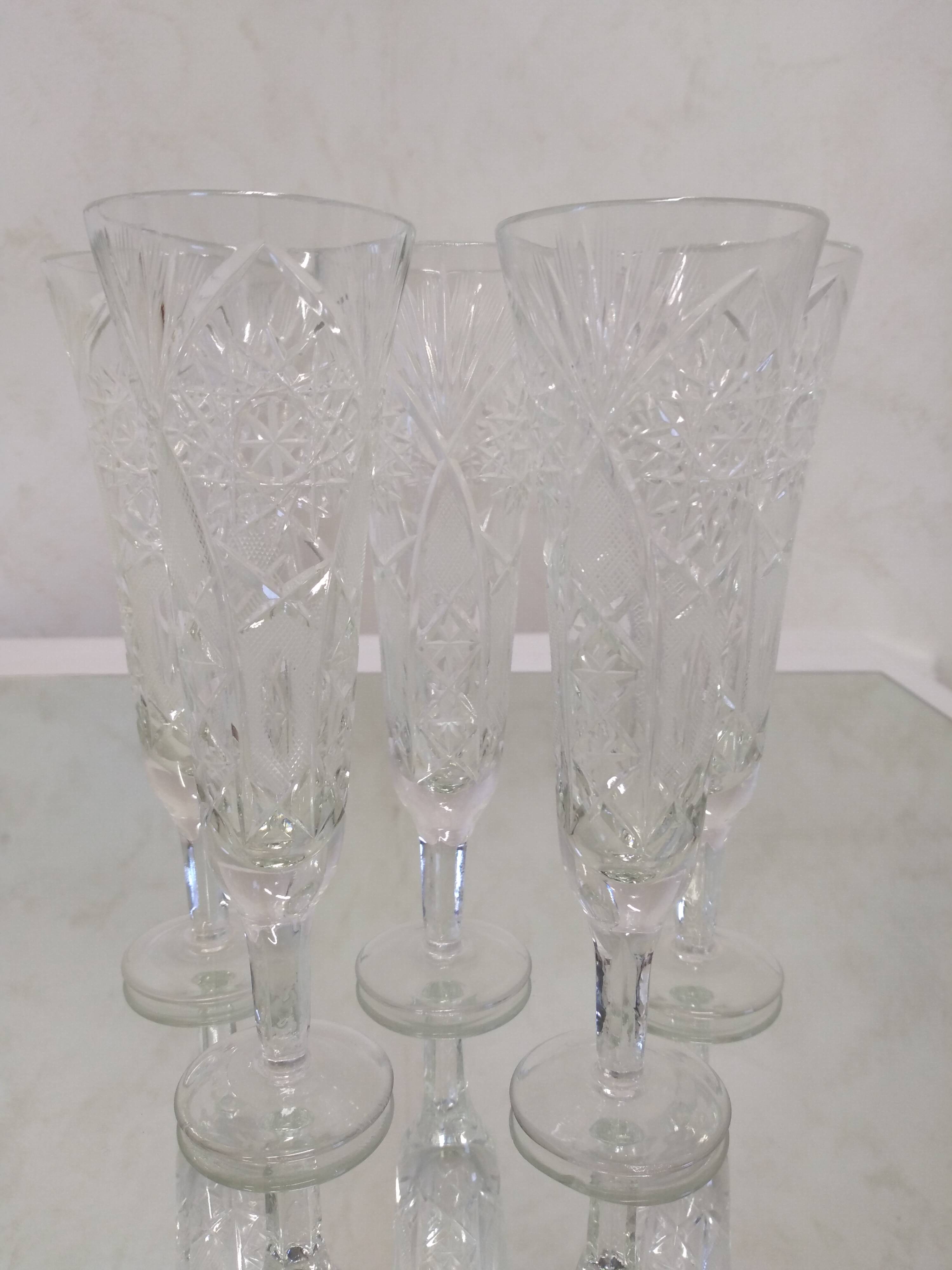 Cut crystal champagne flutes